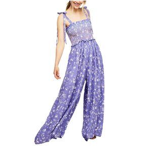 Free People Color My World Floral Lavender Purple Jumpsuit Women's Size X-Small